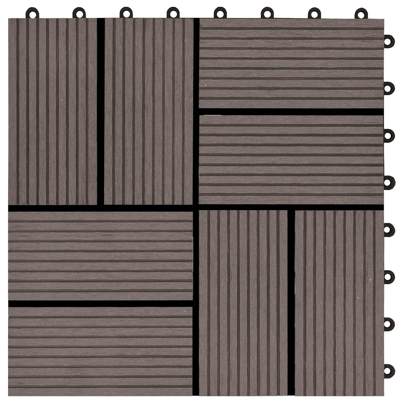Piastrella per Decking 22 pcs Marrone Scuro 30 x 30 cm WPC