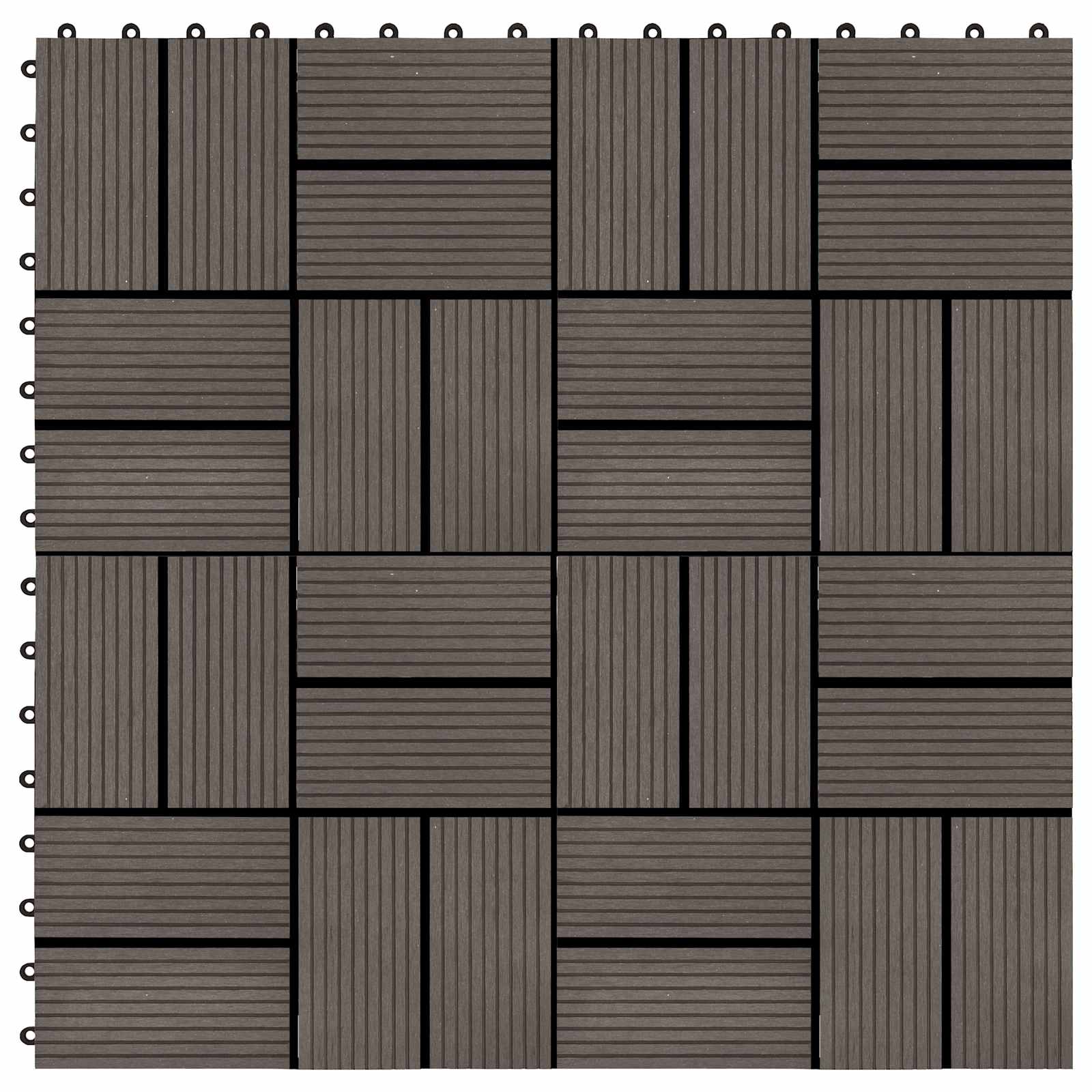 Piastrella per Decking 22 pcs Marrone Scuro 30 x 30 cm WPC