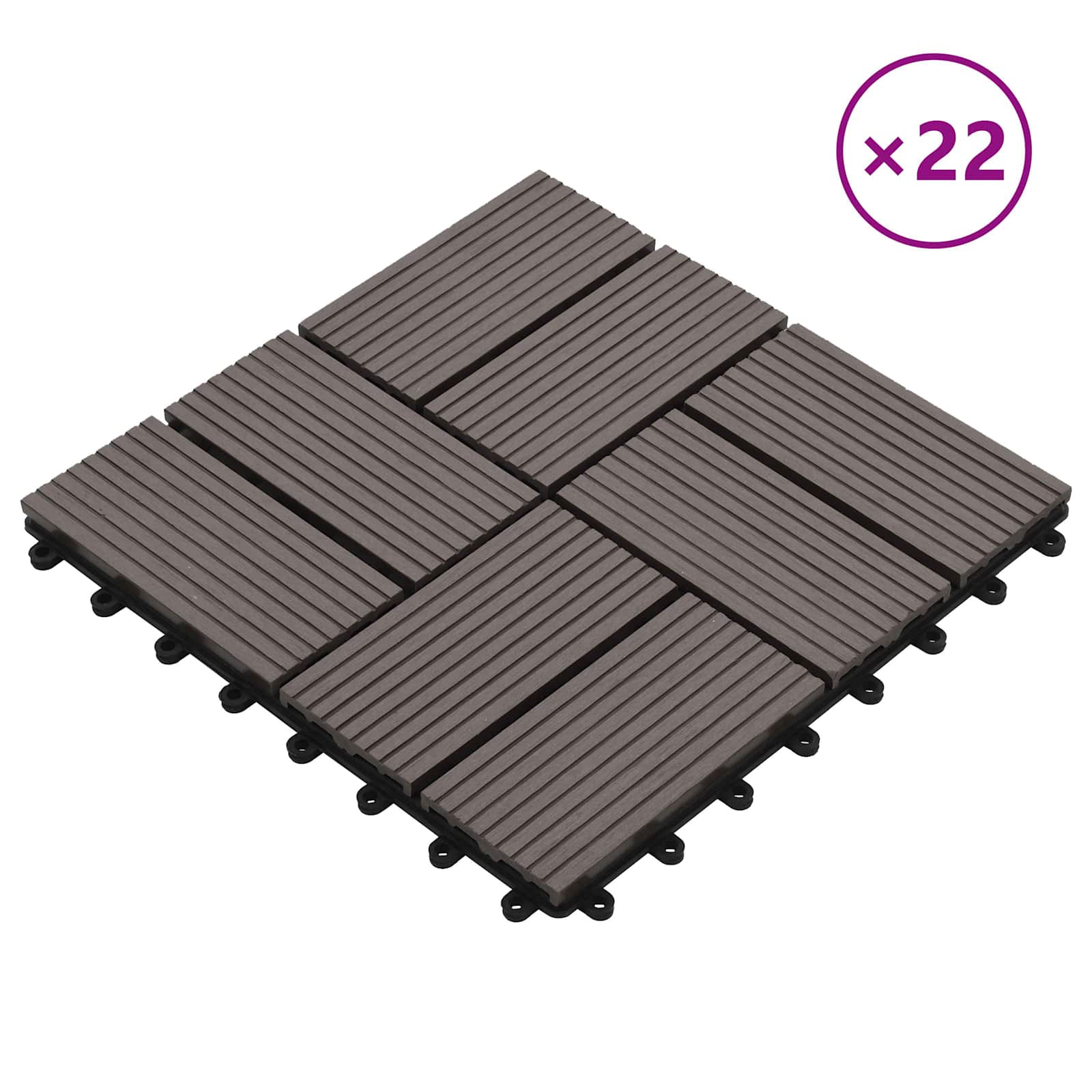 Piastrella per Decking 22 pcs Marrone Scuro 30 x 30 cm WPC
