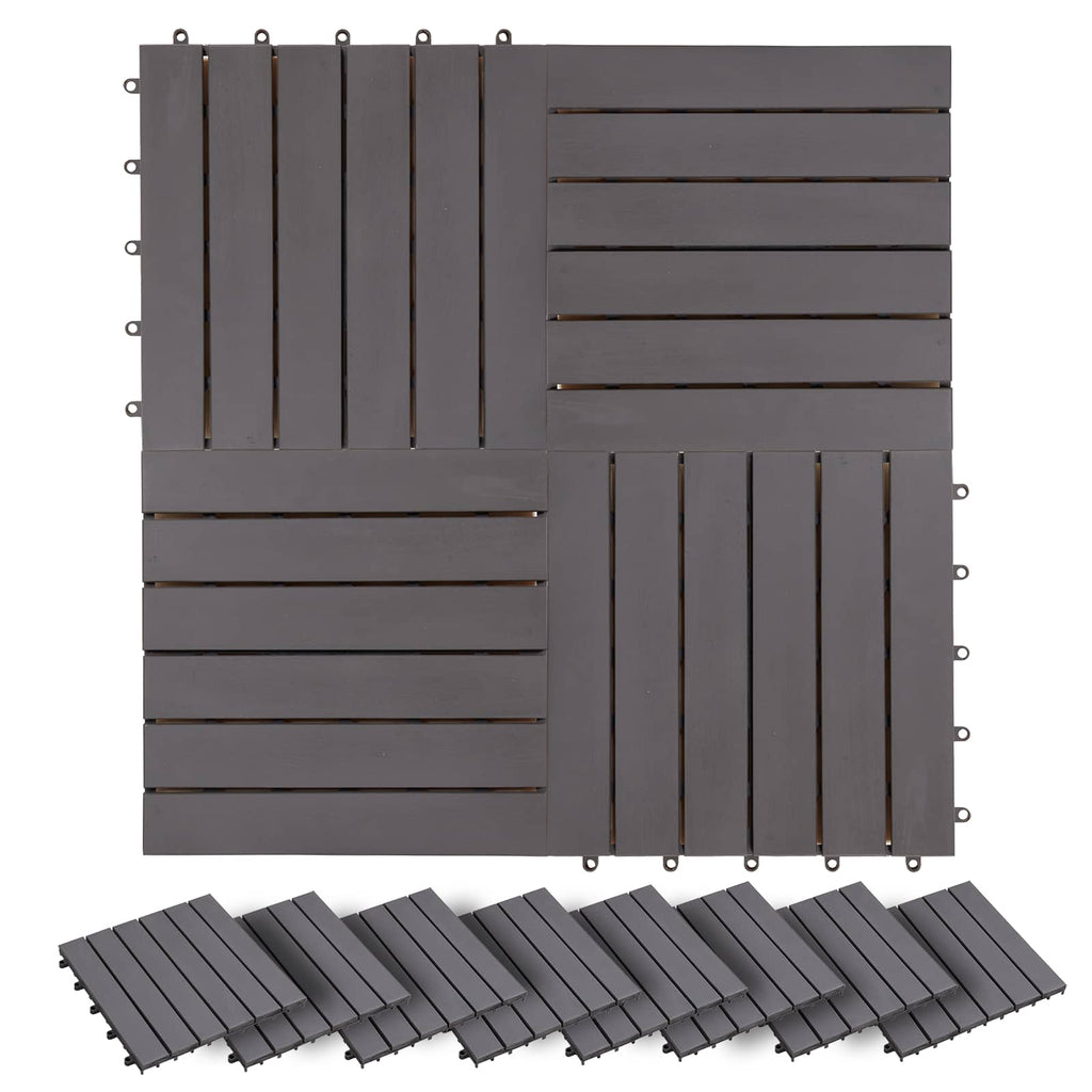 Piastrella per Decking 20 pcs Grigio 30 x 30 cm Legno di Acacia