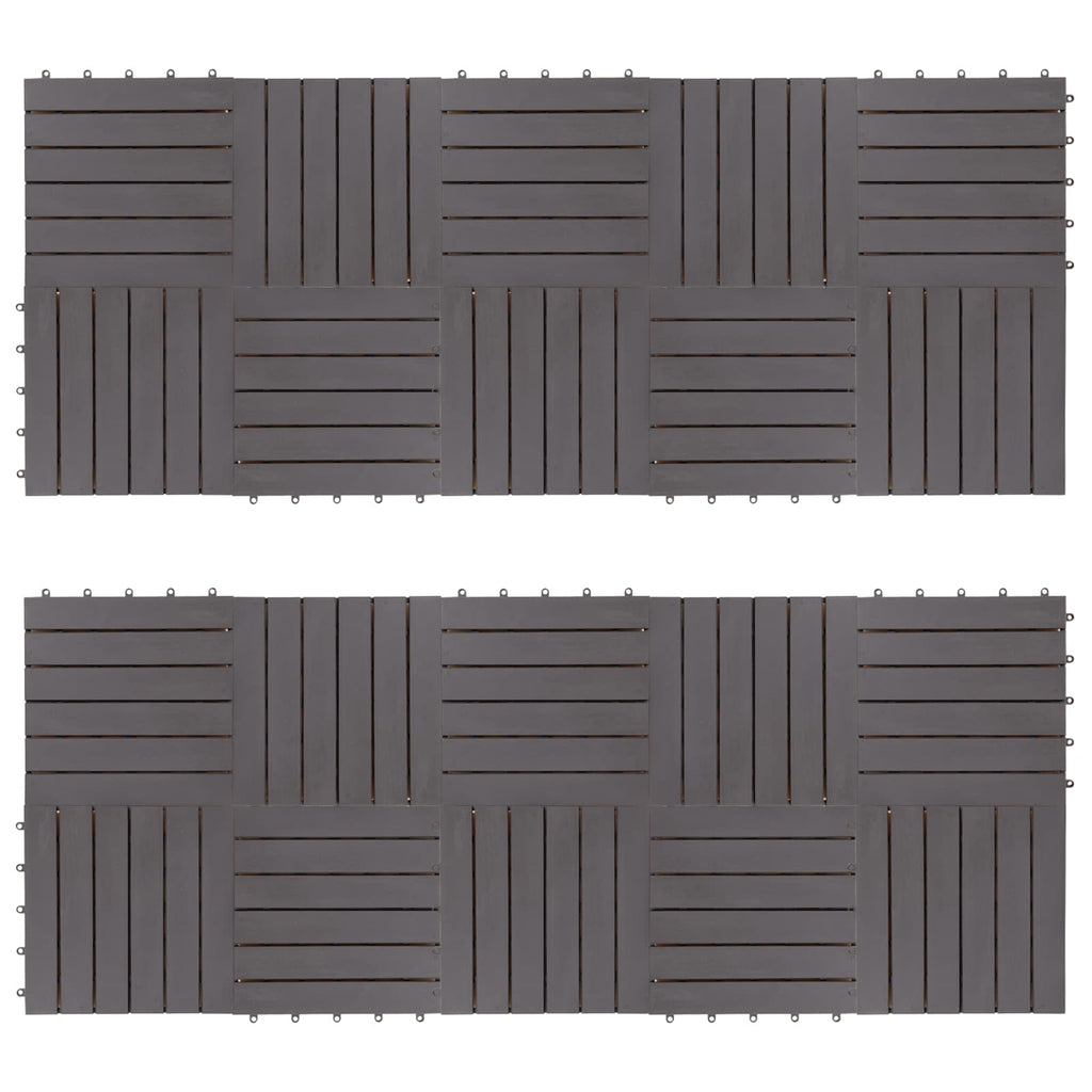 Piastrella per Decking 20 pcs Grigio 30 x 30 cm Legno di Acacia