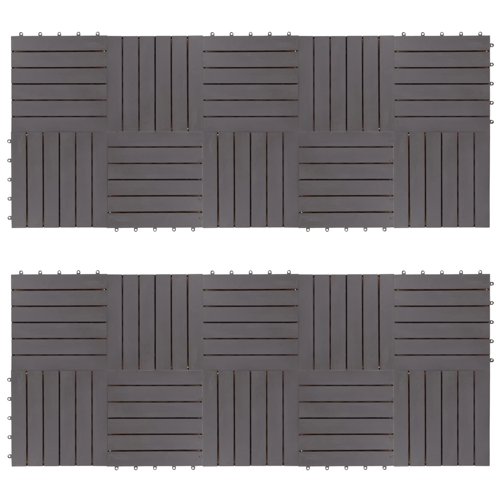 Piastrella per Decking 20 pcs Grigio 30 x 30 cm Legno di Acacia