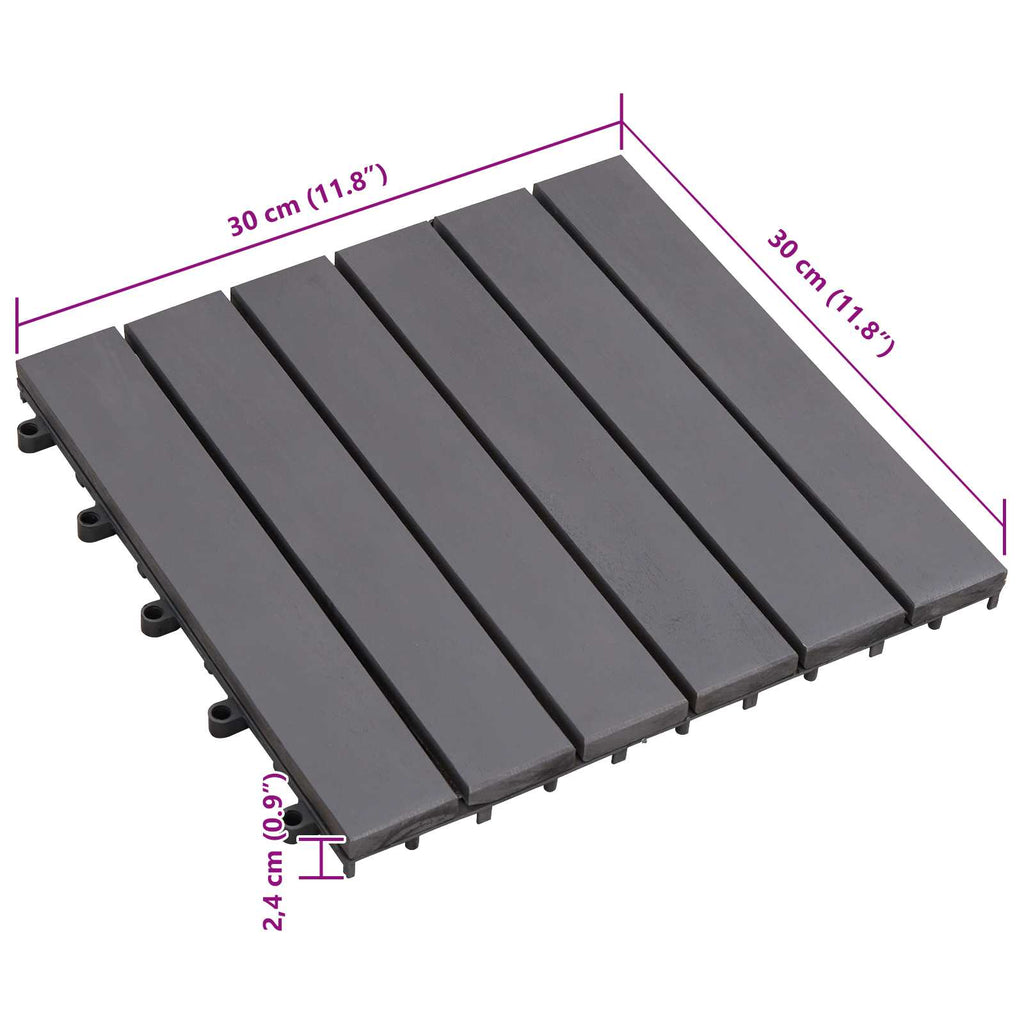 Piastrella per Decking 30 pcs Grigio 30 x 30 cm Legno di Acacia