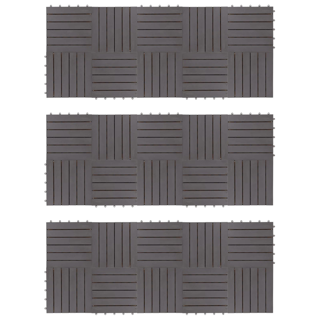 Piastrella per Decking 30 pcs Grigio 30 x 30 cm Legno di Acacia