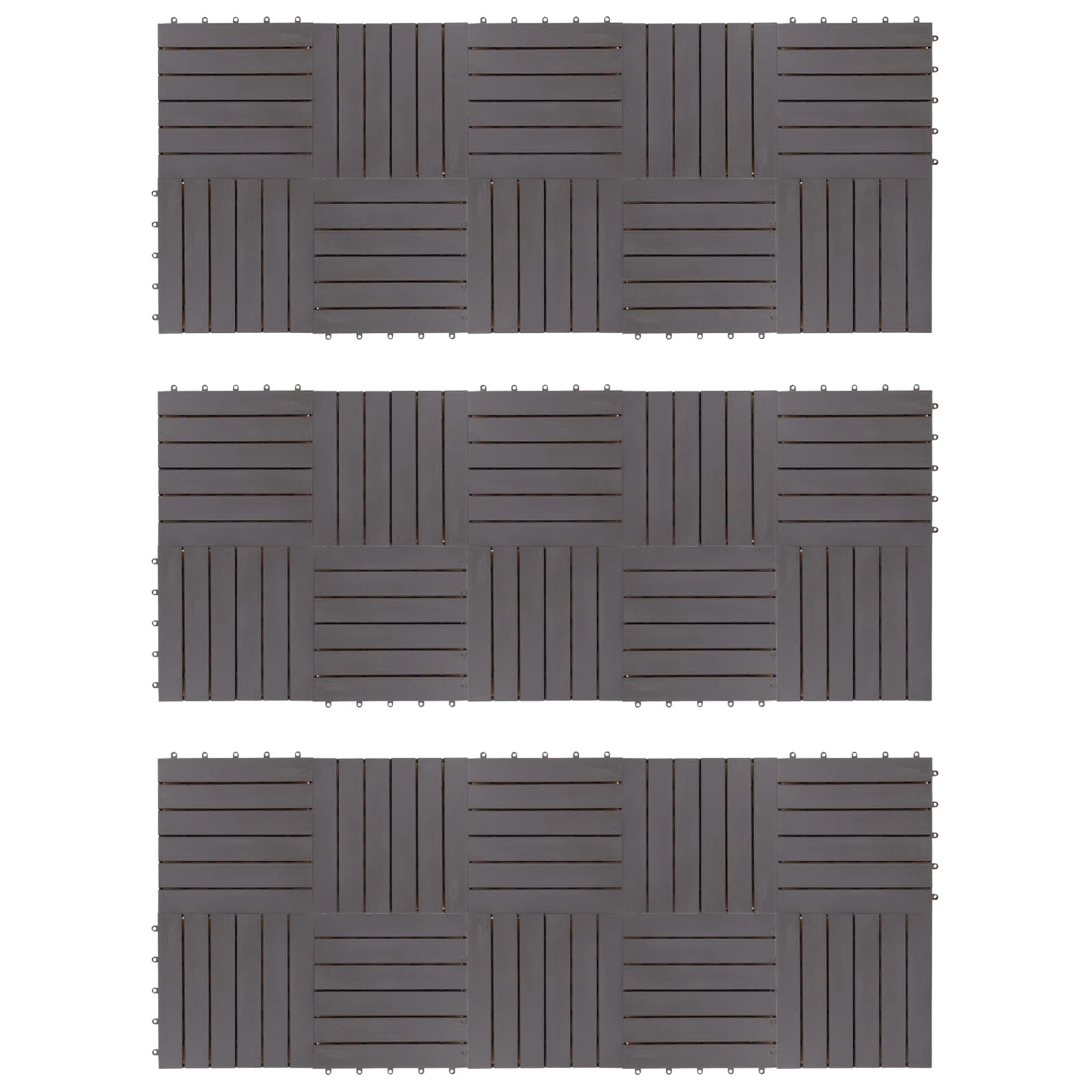 Piastrella per Decking 30 pcs Grigio 30 x 30 cm Legno di Acacia