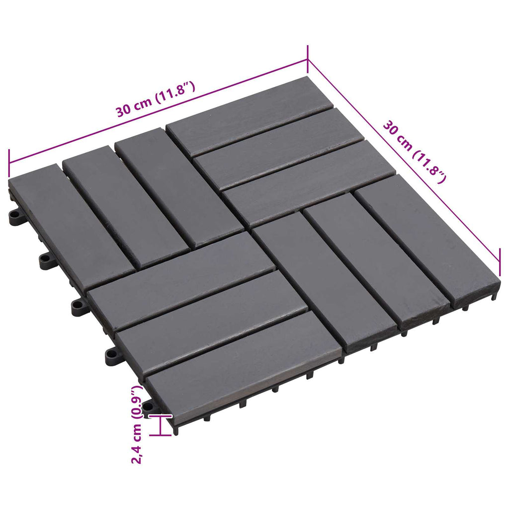 Piastrella per Decking 20 pcs Grigio 30 x 30 cm Legno di Acacia