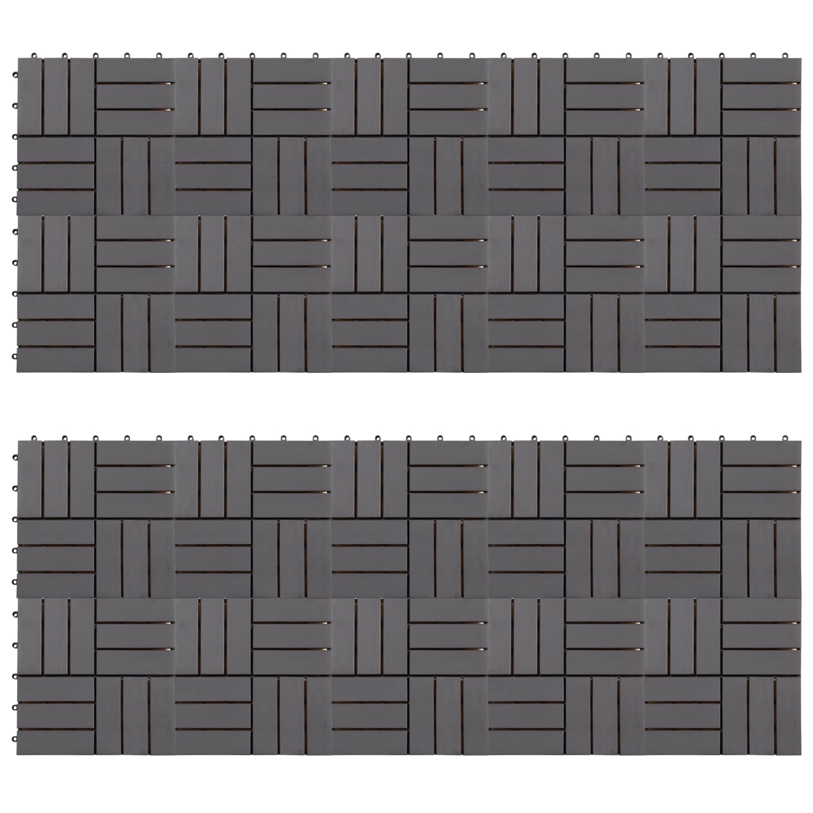 Piastrella per Decking 20 pcs Grigio 30 x 30 cm Legno di Acacia