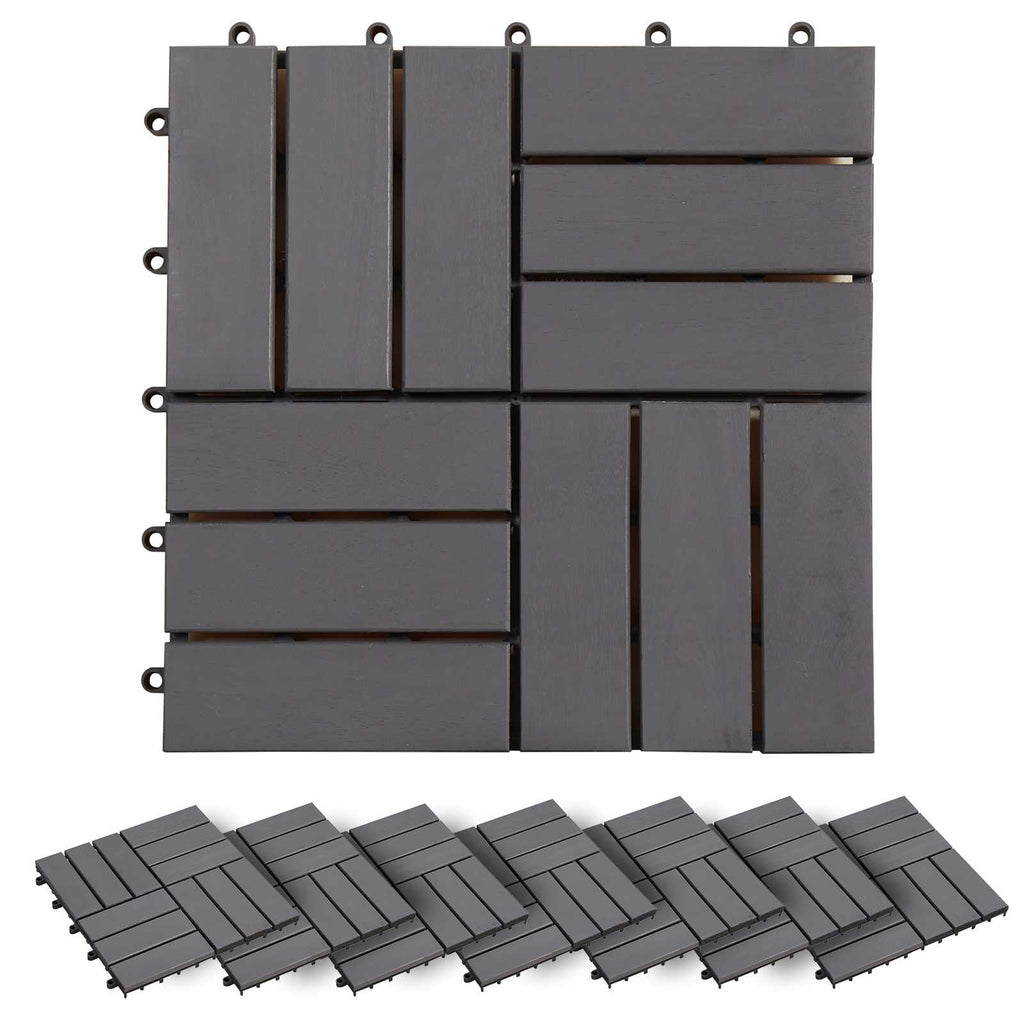 Piastrella per Decking 30 pcs Grigio 30 x 30 cm Legno di Acacia
