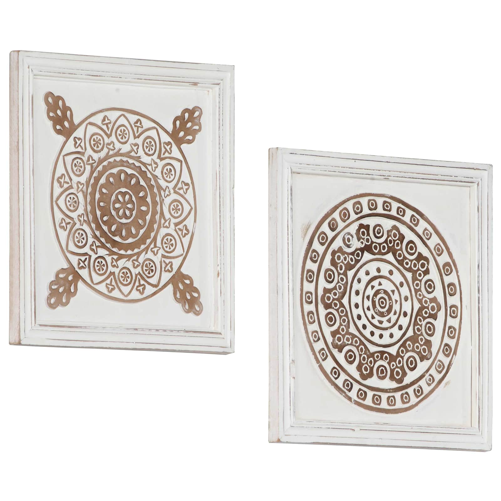 Decorazione artistica 2 pcs Marrone e bianco 40 x 40 x 1,5 cm
