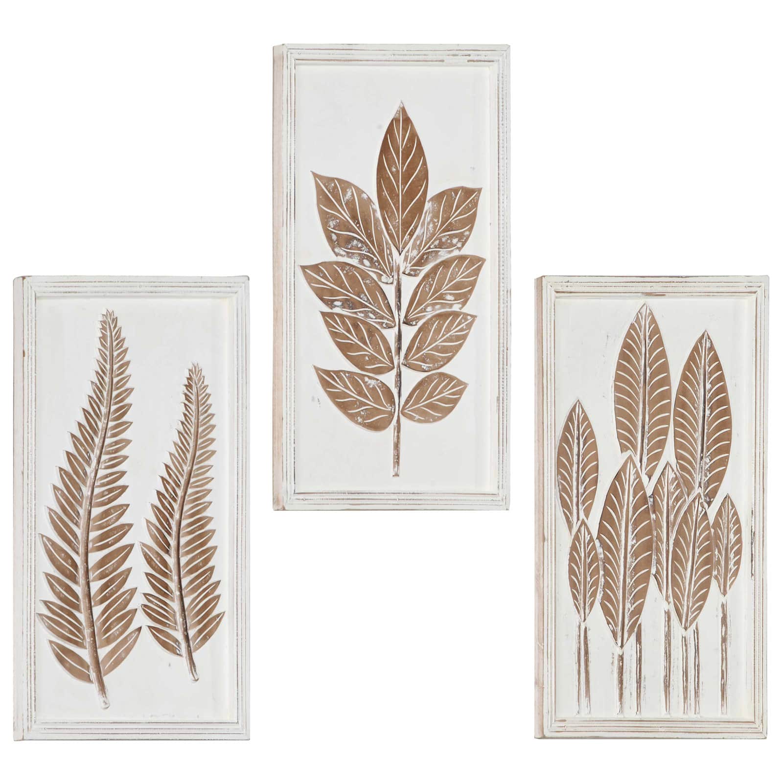 Decorazione artistica 3 pcs Marrone e bianco 40 x 40 x 1,5 cm