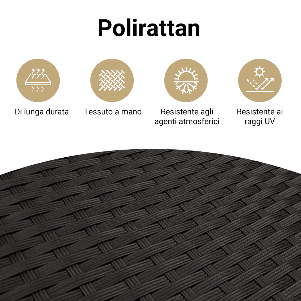 Divisorio per Ambienti a 4 Pannelli Nero in Polyrattan