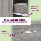 Cassettiera Grigio Sonoma 40x50x76 cm in Legno Multistrato